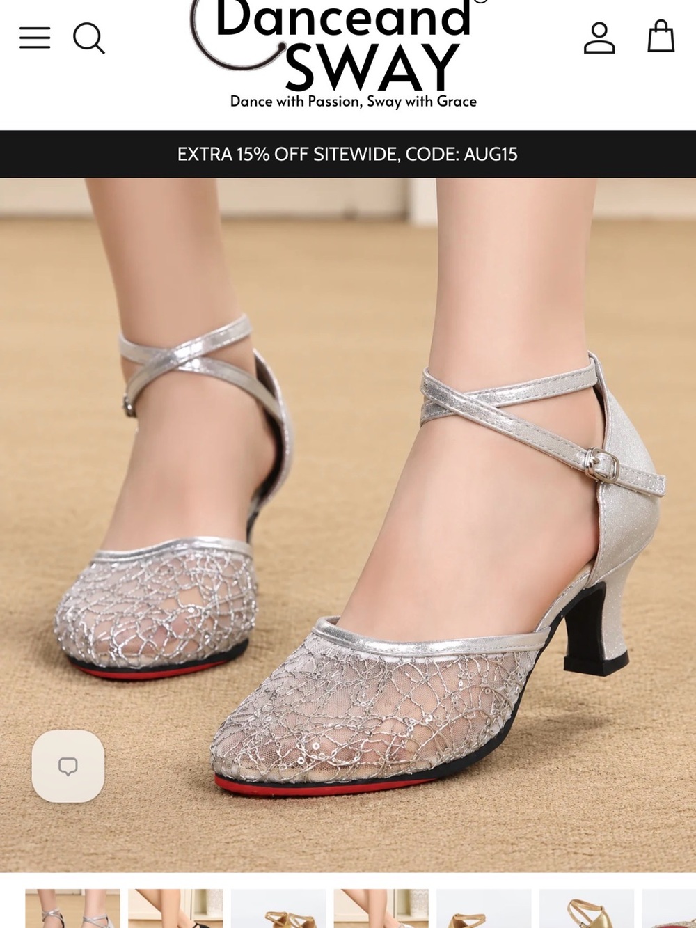 Women's Silver Mesh Ankle-Strap Dance Heels